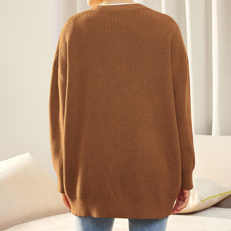 Damen Strickjacke Oversized mit Knöpfen Groß