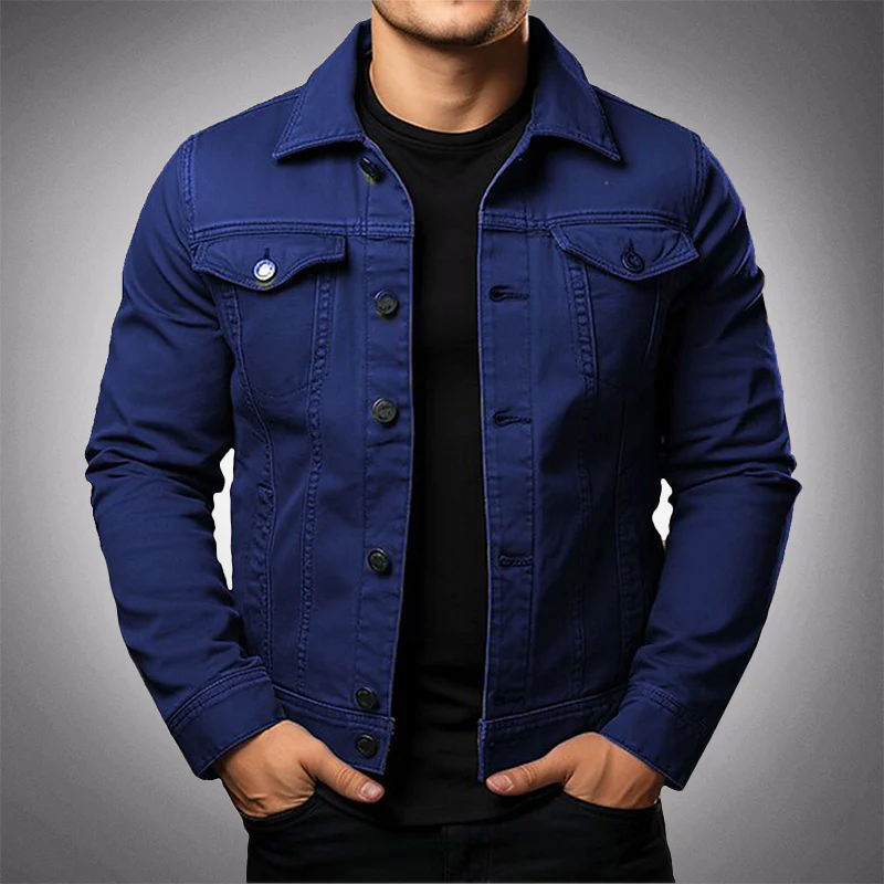 Herren Jeansjacke Hochwertig Baumwolle Modern