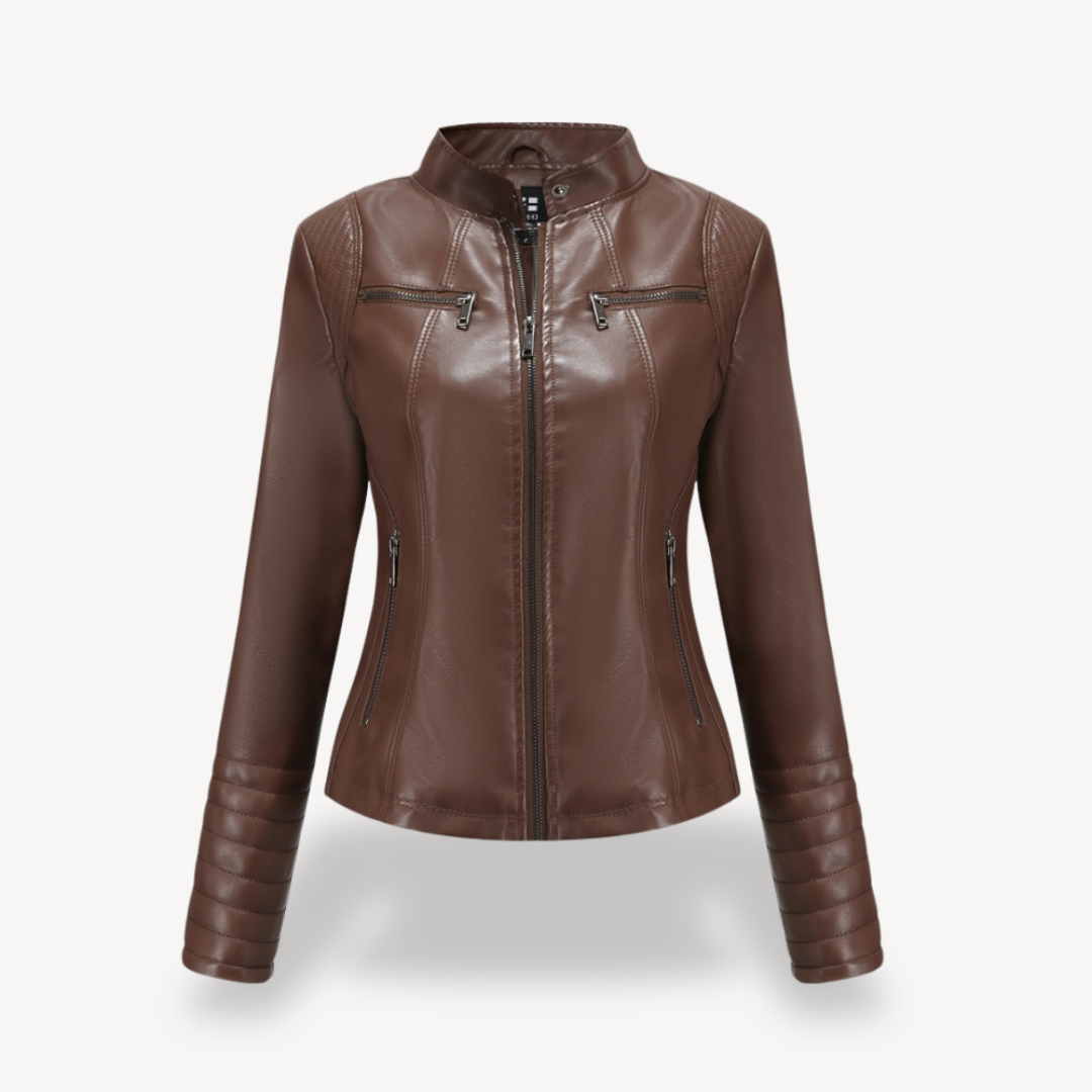 Klassische Biker-Kunstlederjacke für Damen | Loravelle 6