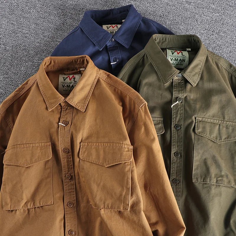 Knopfleiste-Hemd – Lässig – Praktische Taschen – Cargo-Hemd – Herrenhemd-Chaps Herrenmode