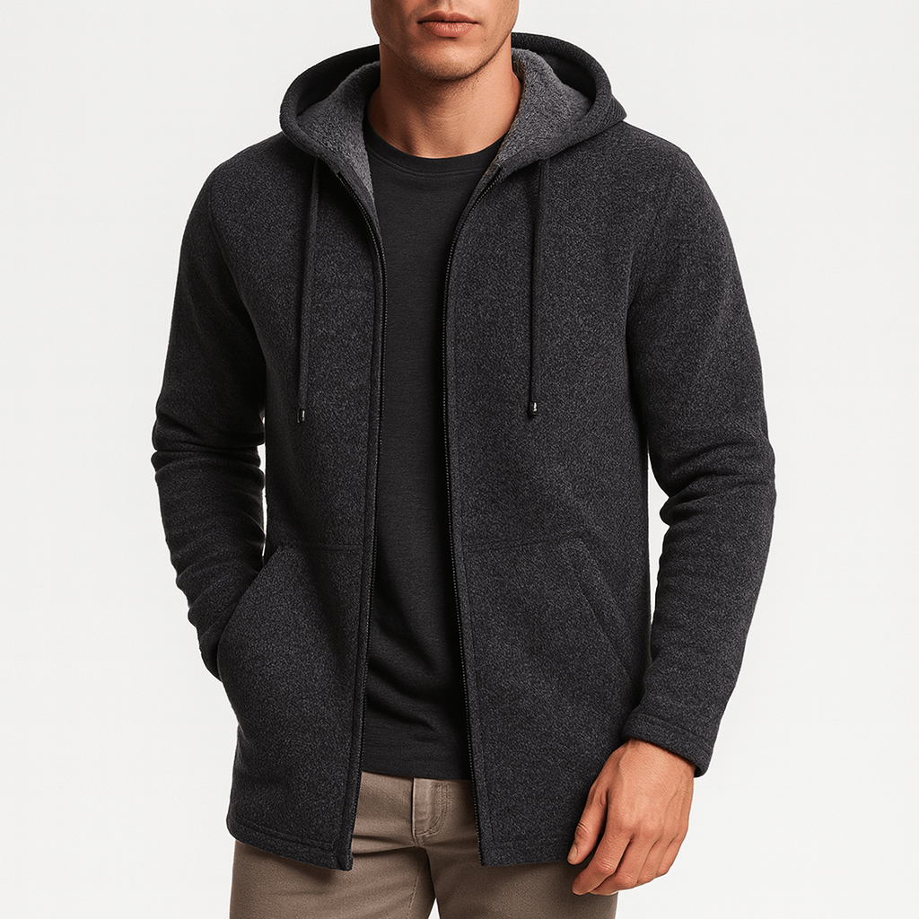 LUXEOUTFIT | Chenille-Strickjacke mit Kapuze 4