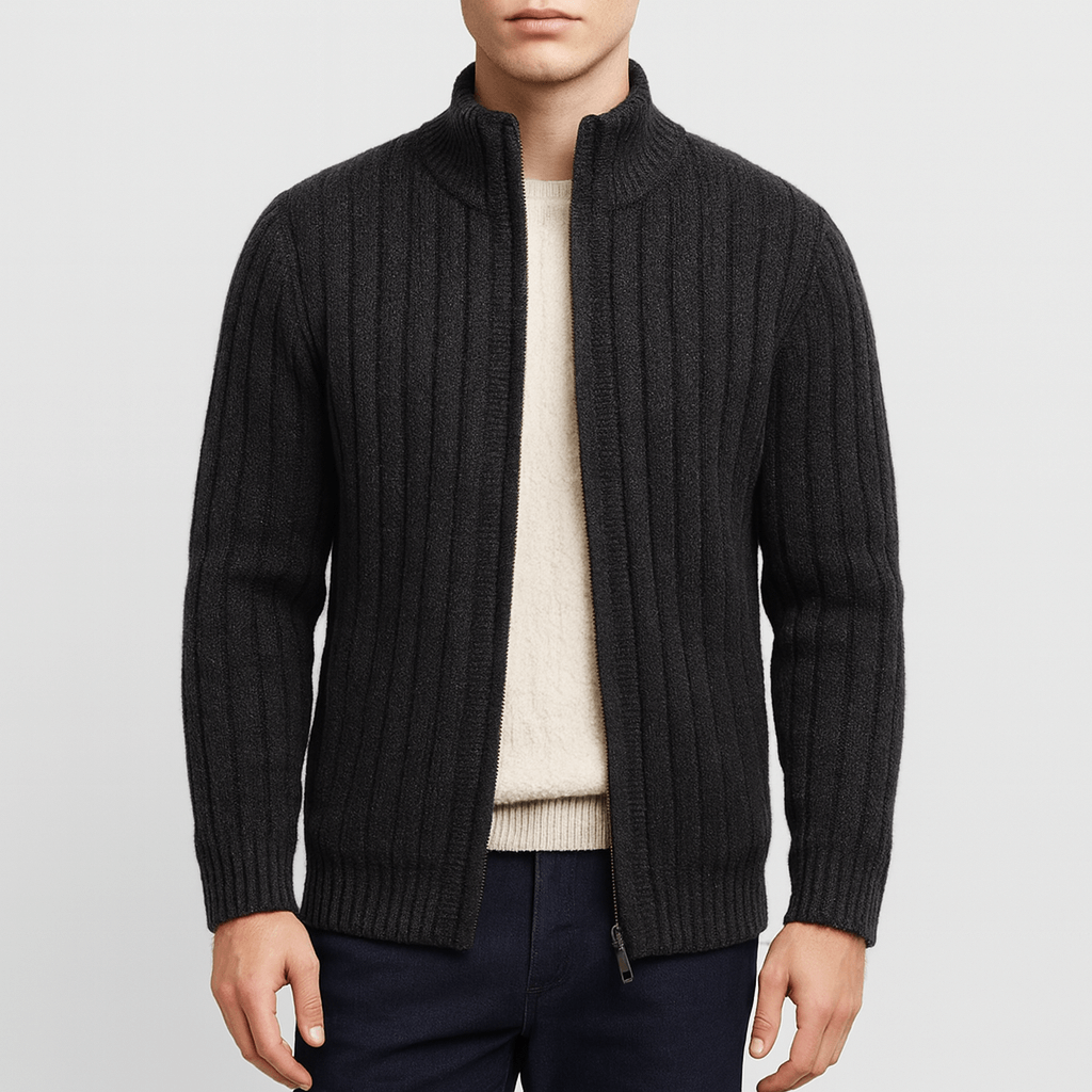 LUXEOUTFIT | Fleece-Cardigan mit durchgehendem Reißverschluss 4