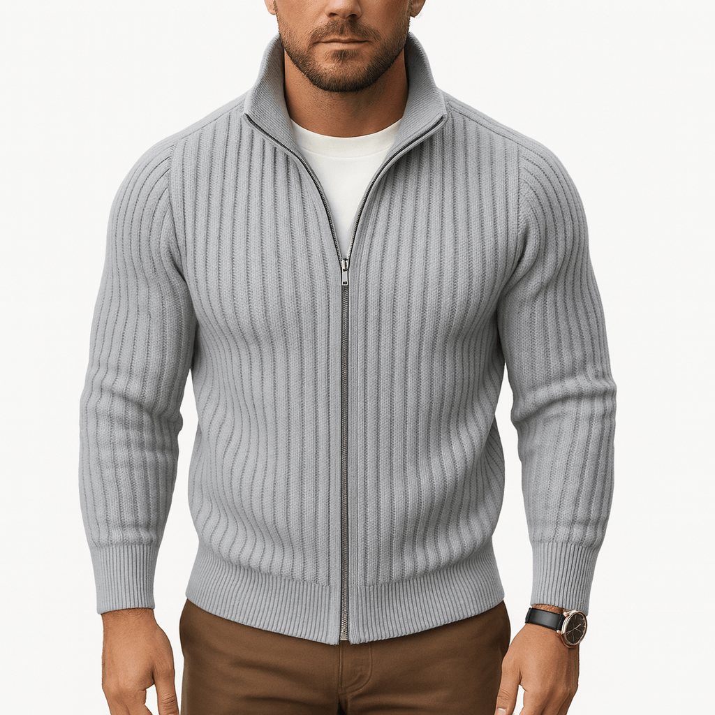 LUXEOUTFIT | Gerippter Cardigan mit Reißverschluss 2