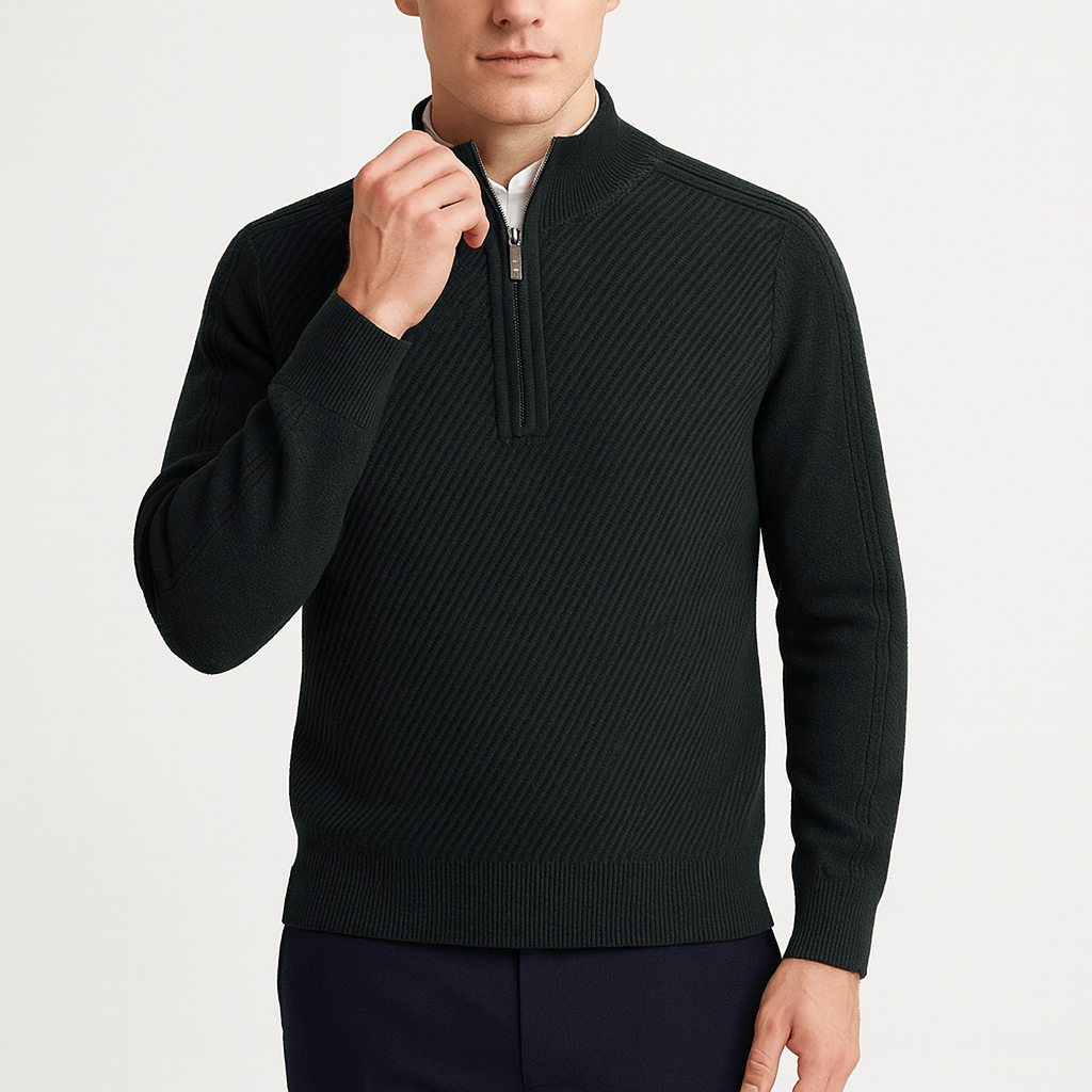 LUXEOUTFIT | Gerippter Pullover mit halbem Reißverschluss 5