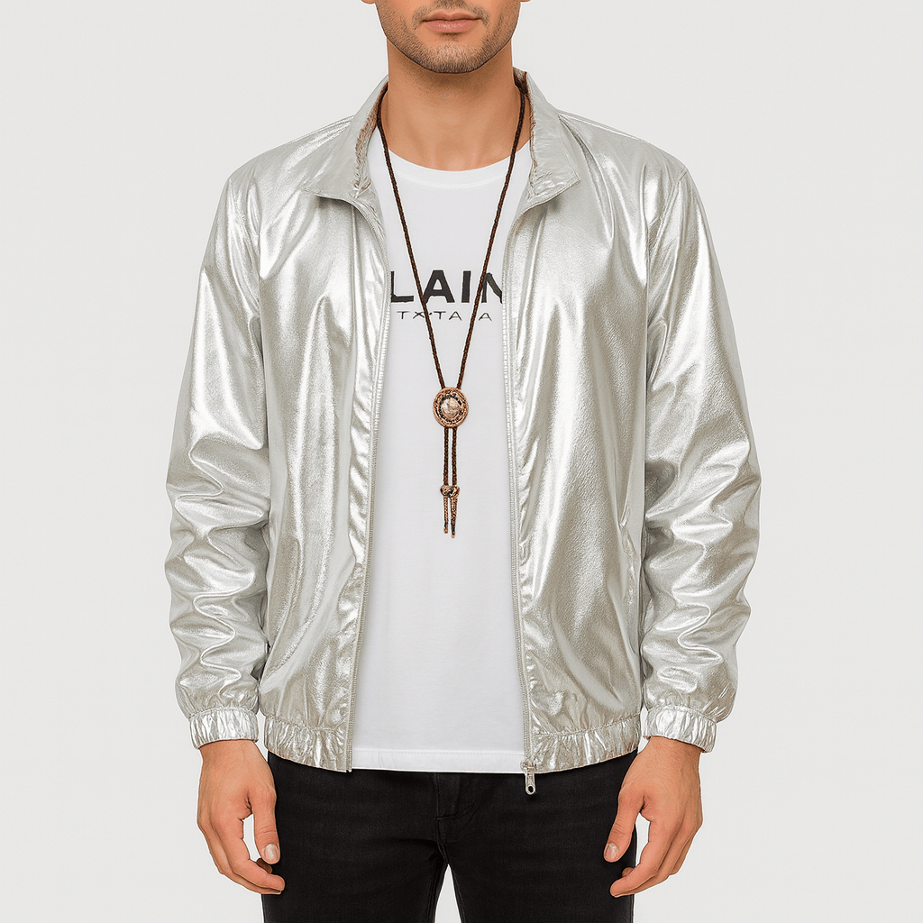 LUXEOUTFIT | Glänzende Reißverschlussjacke 1