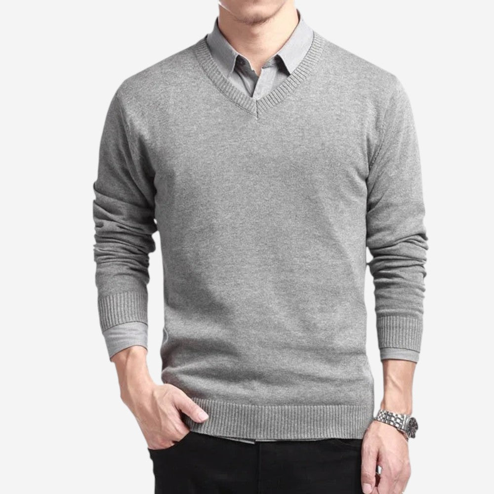 LUXEOUTFIT | Schmaler Pullover mit V-Ausschnitt 5