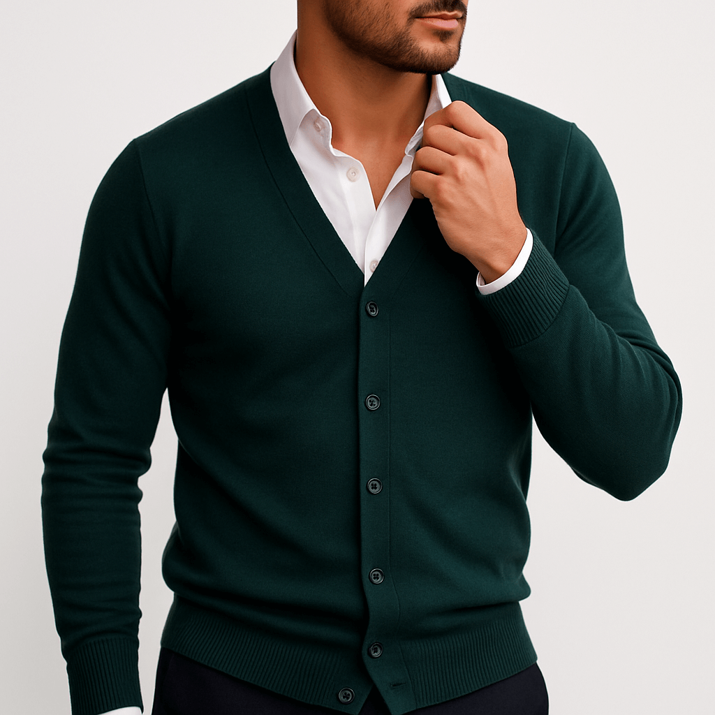 LUXEOUTFIT | Strickjacke mit V-Ausschnitt und Knöpfen 5