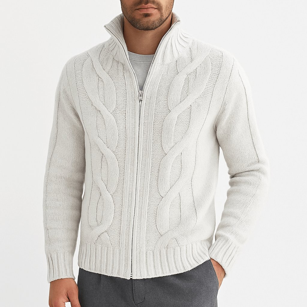 LUXEOUTFIT | Strickjacke mit durchgehendem Reißverschluss 4