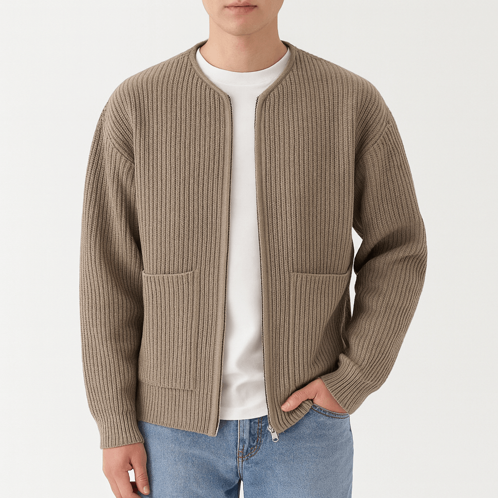 LUXEOUTFIT | Trendy Strick-Cardigan mit Reißverschluss 3