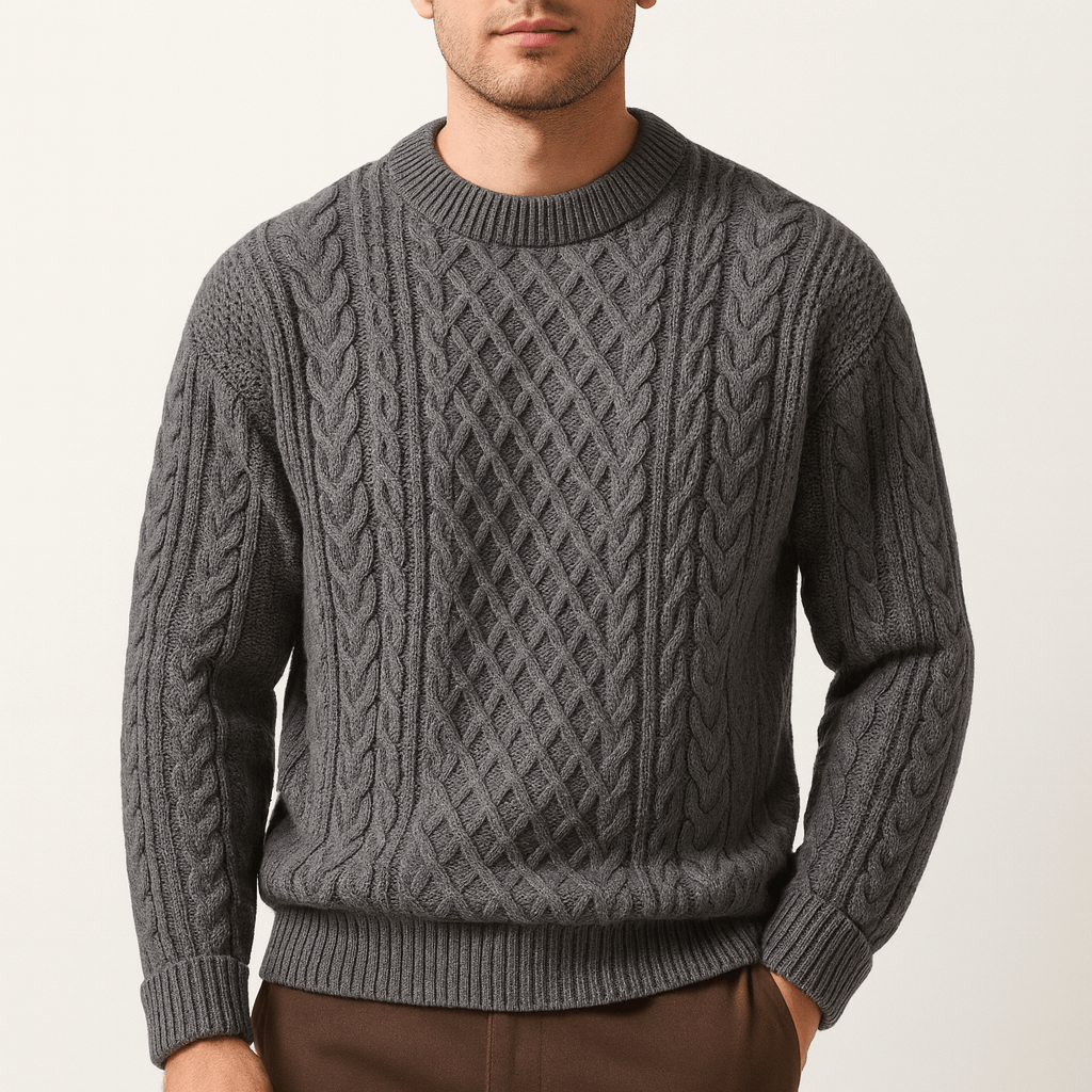 LUXEOUTFIT | Zopfmuster-Pullover mit Rundhalsausschnitt 6