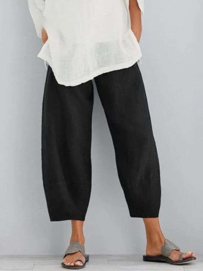 Sommerhose Damen Leicht Lockere Passform Baumwollhose