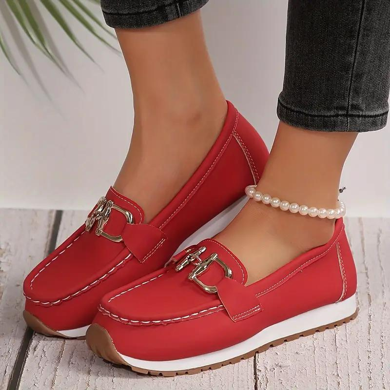Damenschuhe Slip-On Loafer Metallschnalle Modern