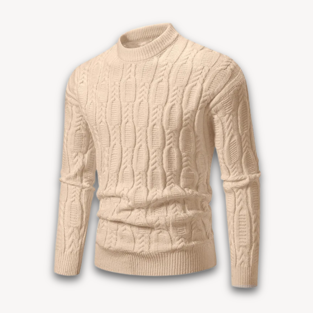 Loravelle Herren-Pullover mit Zopfmuster und Rundhalsausschnitt – weiche Baumwollmischung 4