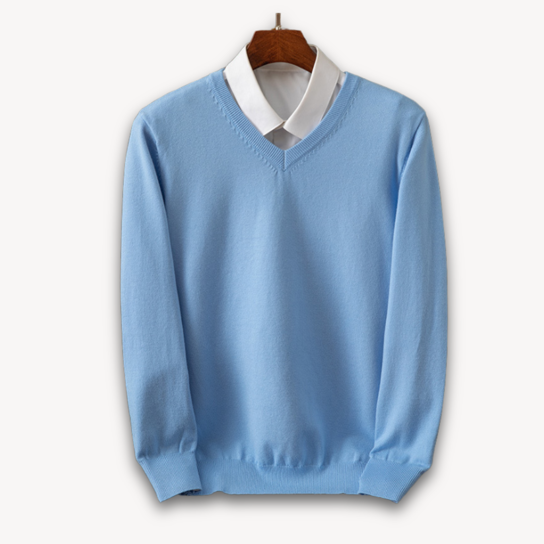 Loravelle | Herren-Kaschmirpullover mit V-Ausschnitt – Slim Fit – weich und leicht – Freizeit- und Abendkleidung – Kleidung für Erwachsene 9