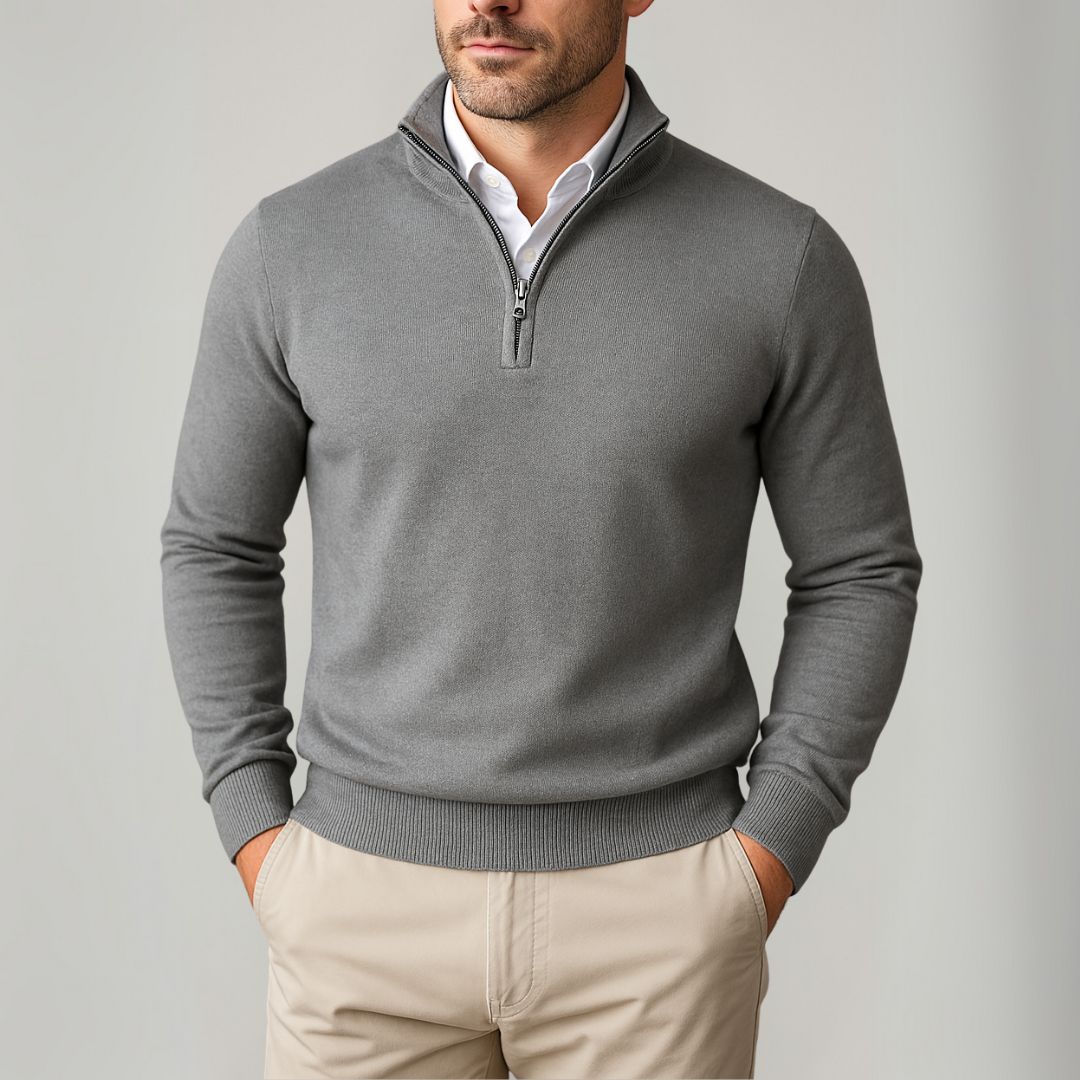 Loravelle | Herren-Pullover aus Baumwolle mit Viertelreißverschluss – Slim Fit – Freizeitkleidung 5
