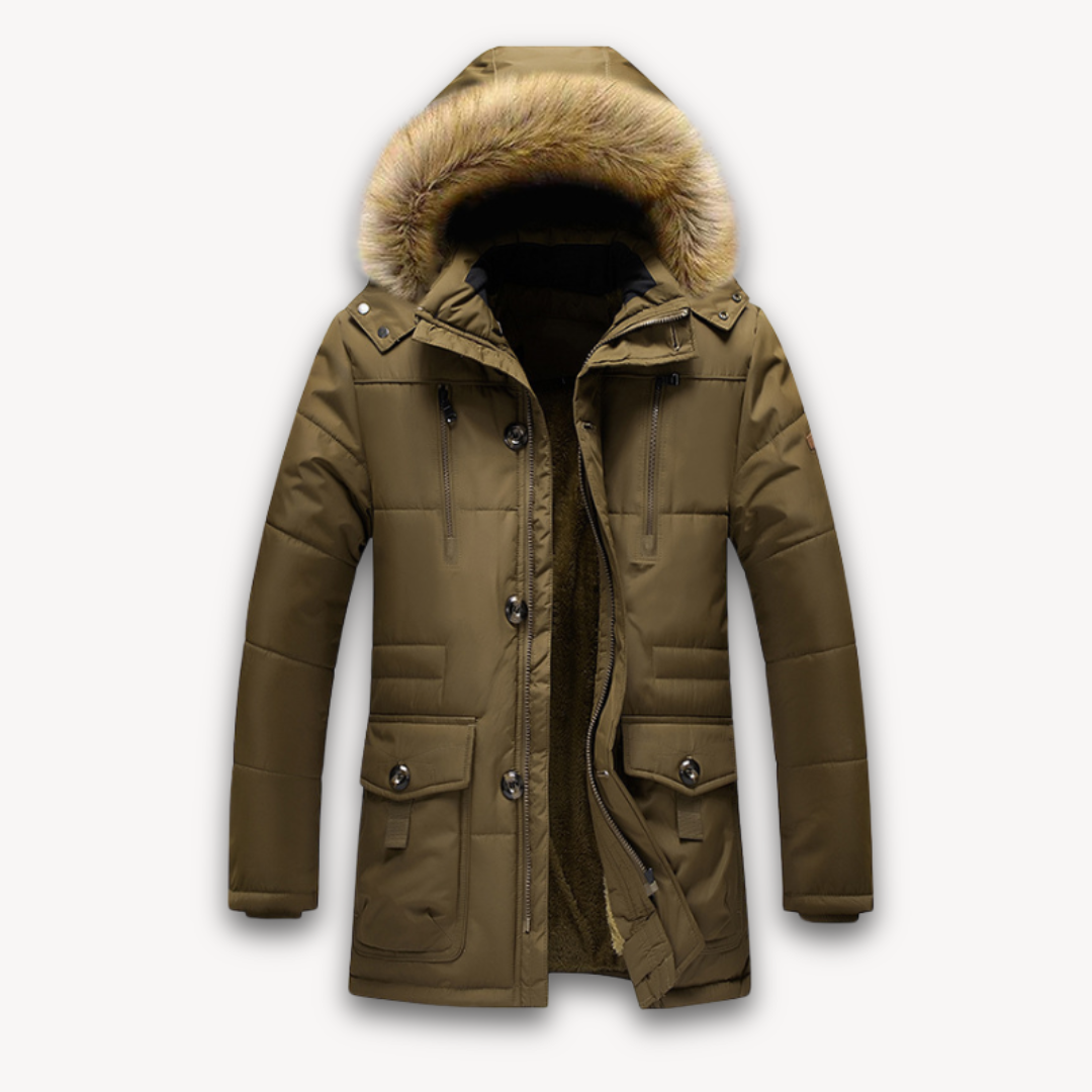 Loravelle | Wasserdichte Winterjacke für Herren – Kapuze aus Kunstpelz 8