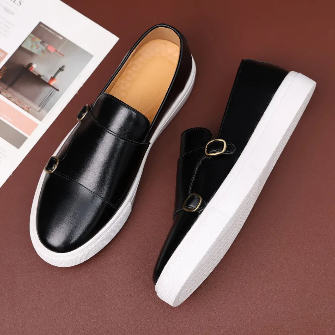 Herren Slip-On Loafers Frühling Double Monk Schnalle Braun