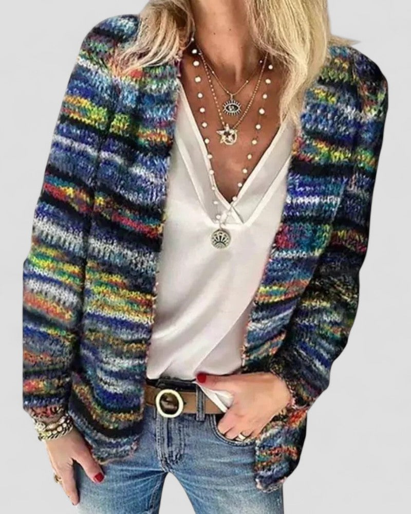 Mehrfarbige Strickjacke für Damen 1