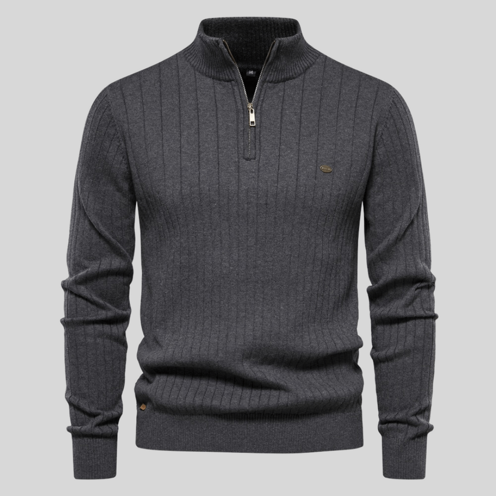 Herren Pullover Frühlings Half-Zip Rippstrick Bequem
