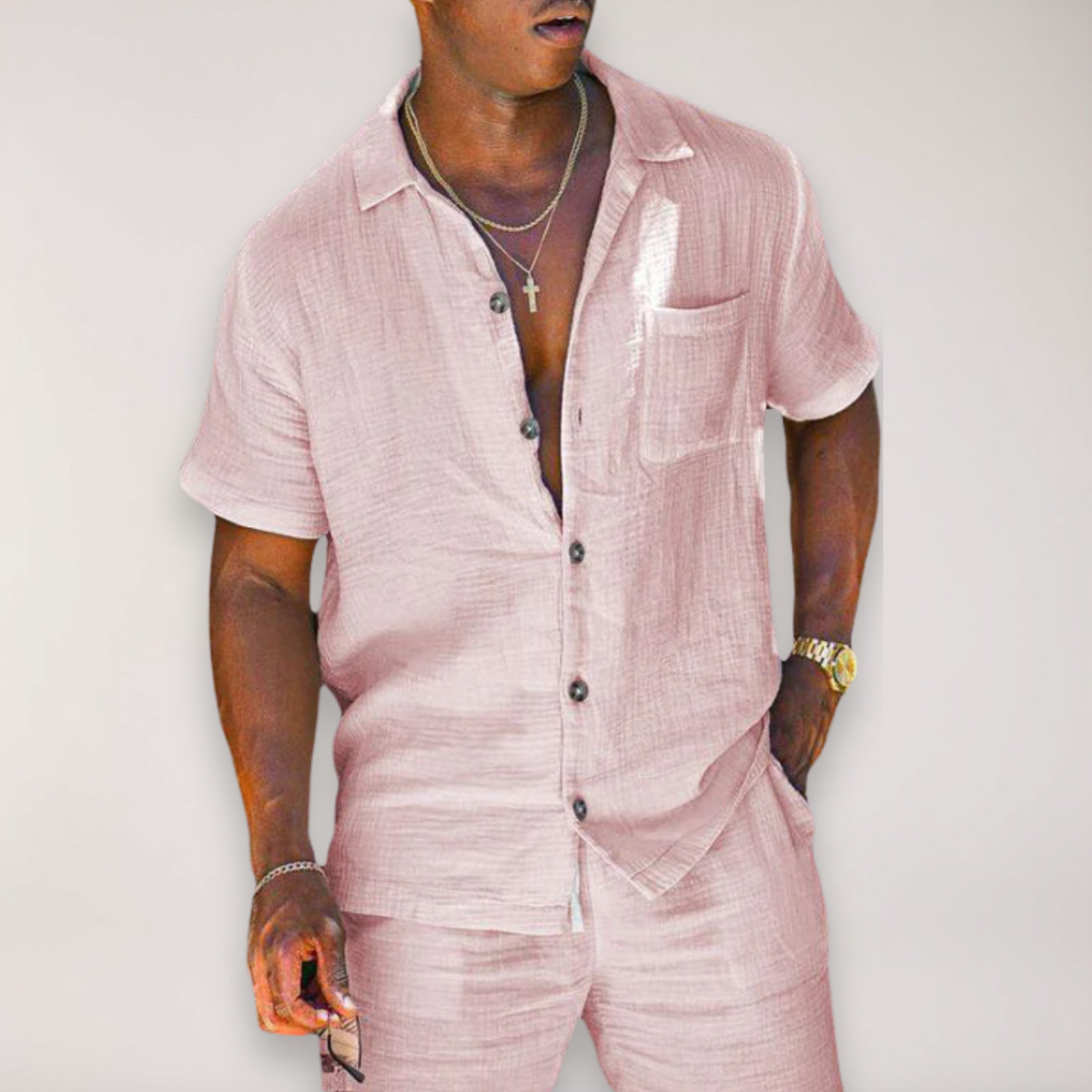 Herren Sommer Set Zweiteilig Leger