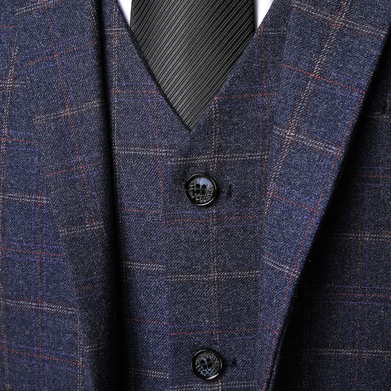 Herren Anzug Set Karierter Frühlingsanzug Slim Fit