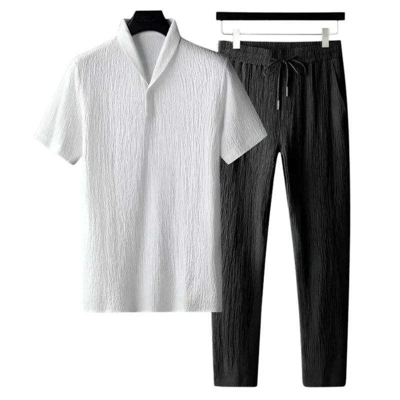 Herren Sommer Set Baumwolle Polo Hose Classic
