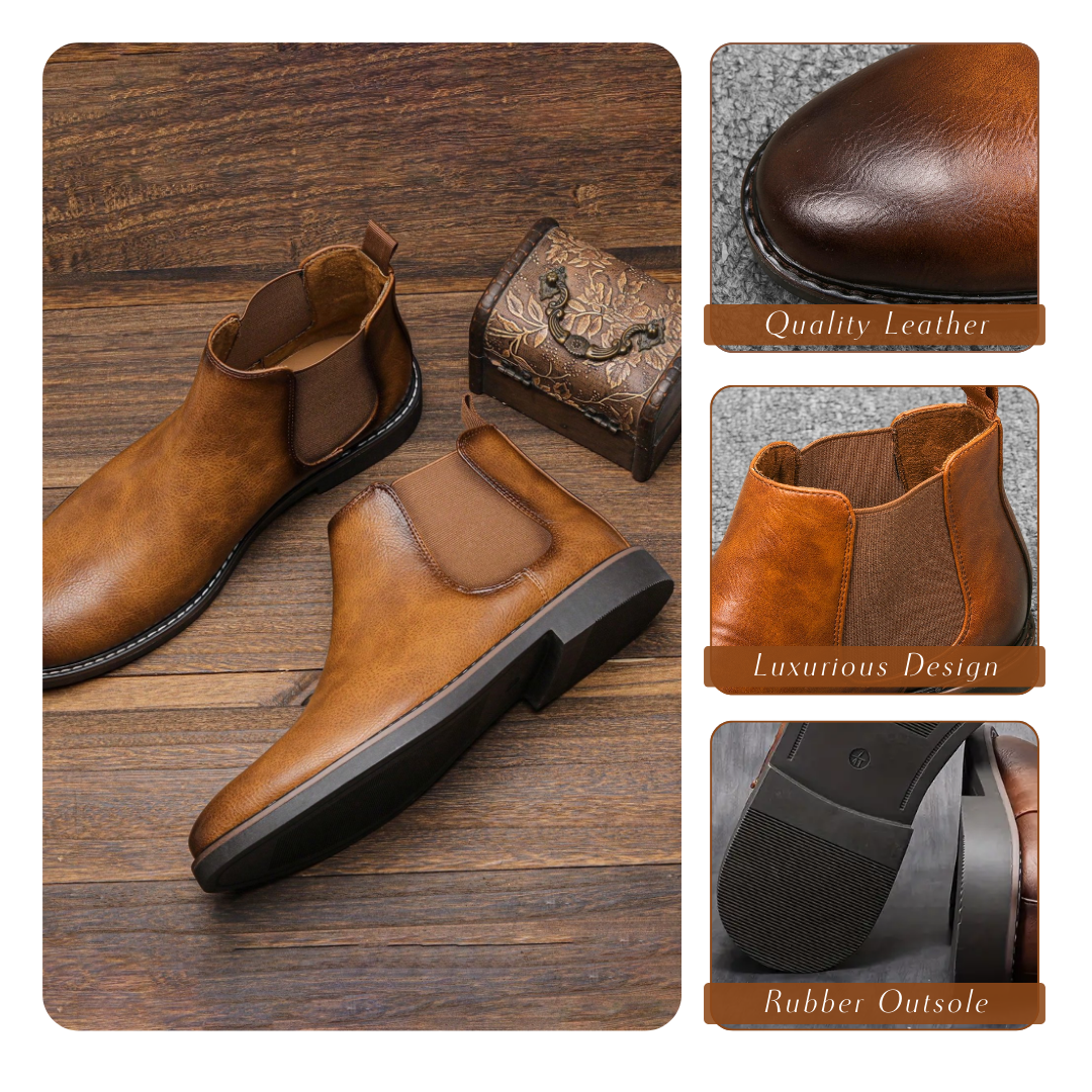 Herren Chelsea Boots Lederschuhe Komfortabel