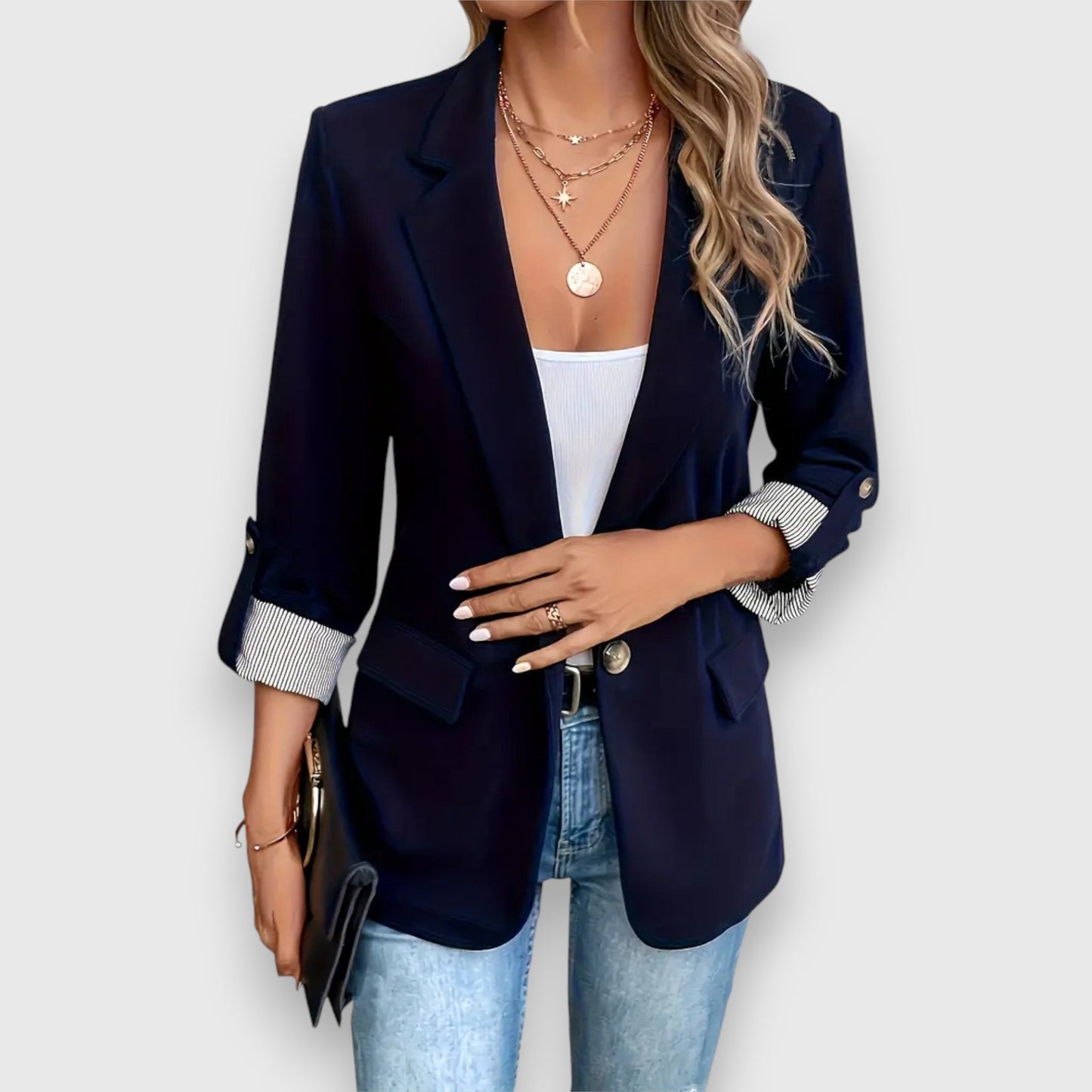 Herren Blazer Schnitt Einreiher Mit Rollierten Ärmeln Modern