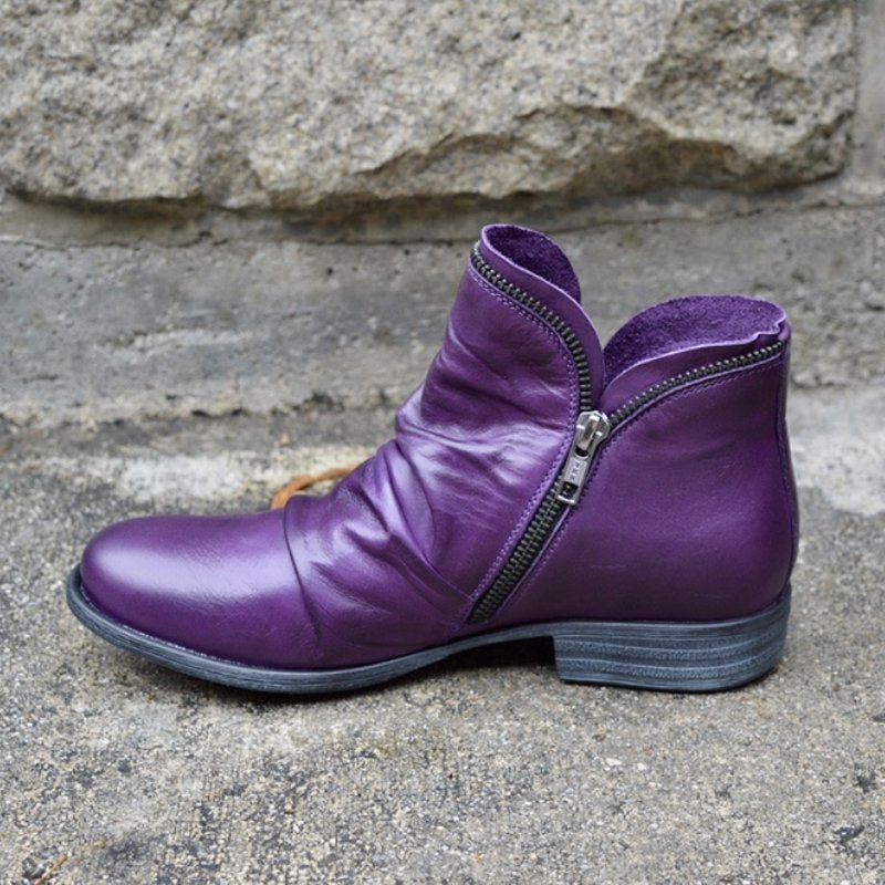 Schmale Stiefeletten aus Glattleder mit Reißverschluss