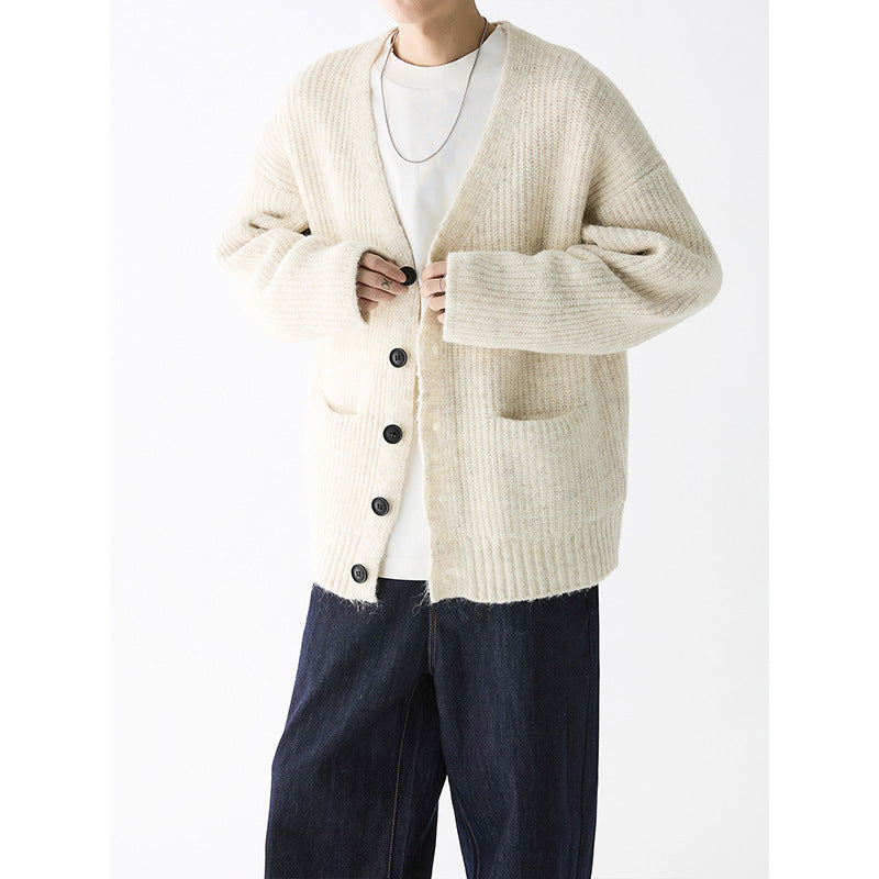 Herren Strickjacke Grobstrick Mit Taschen Modern