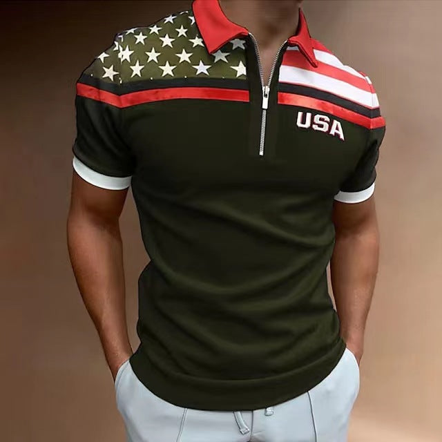 Herren Polo-Shirt mit Flaggen-Applikation Sportlich Modern
