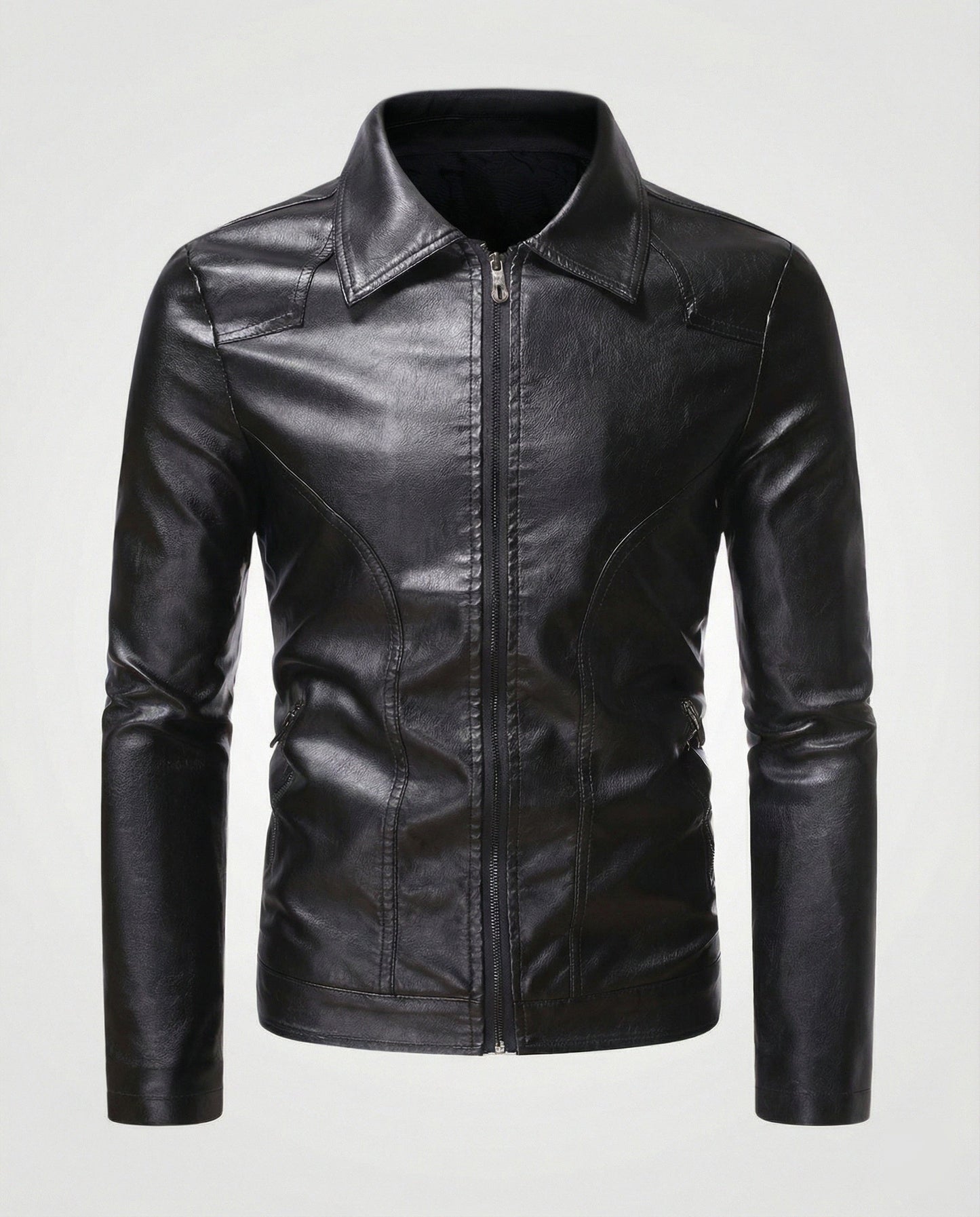 Herren Lederjacke Slim Fit Schmal