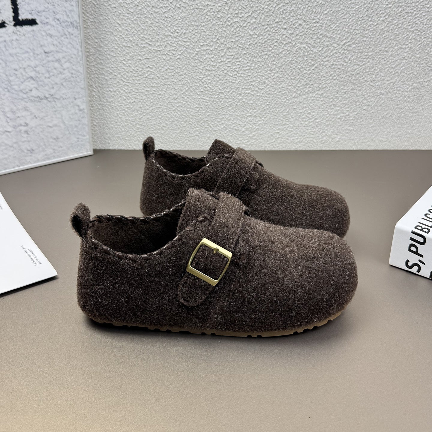 Damen Filzclogs mit Schnallenverschluss Warme Winterclogs