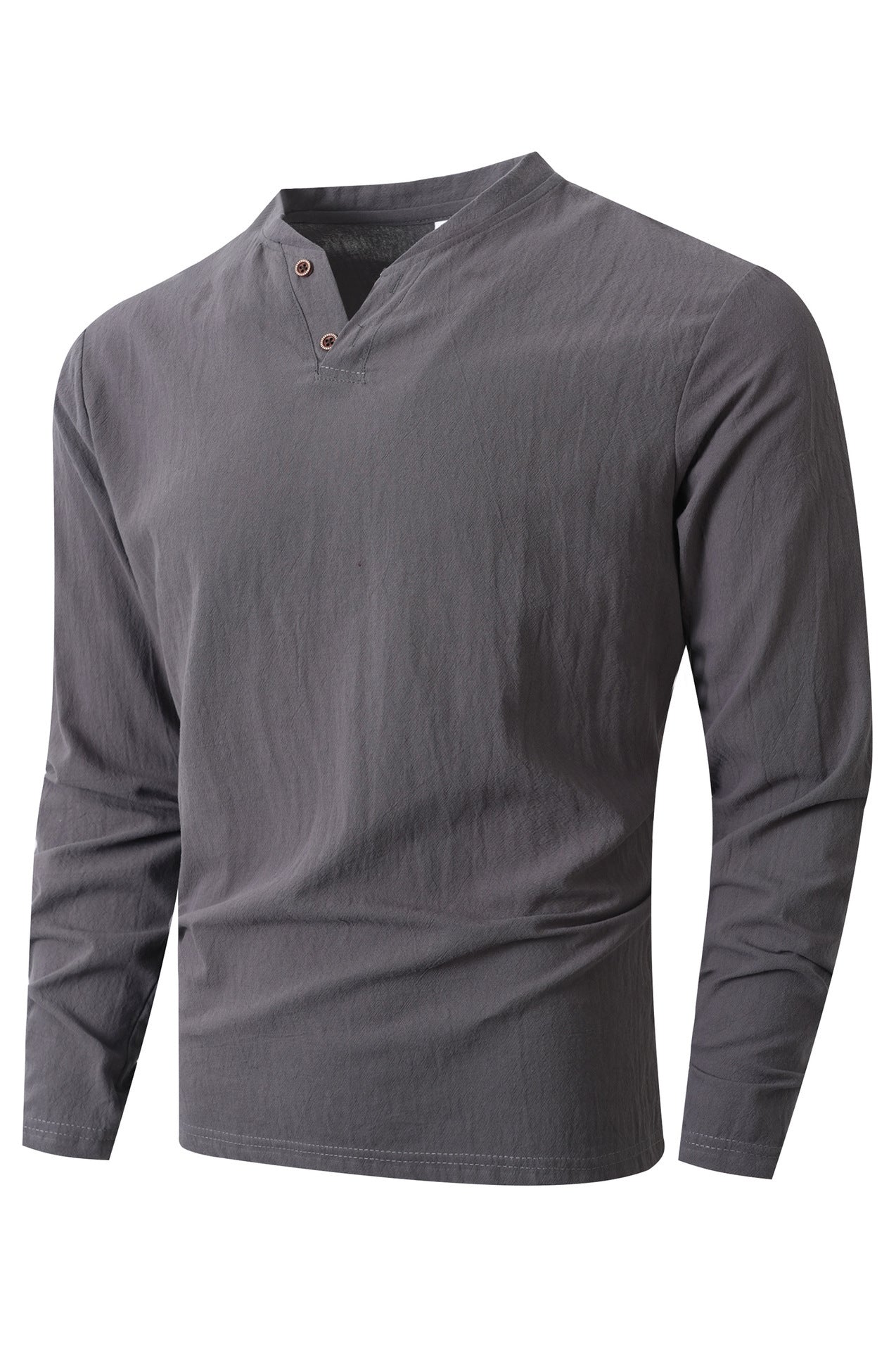 Herren Langarmshirt Elegantes Design Stehkragen Knöpfe Modern