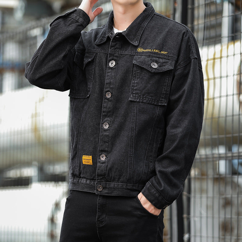 Herren Denimjacke Lässig Robust Mit Funktions-Taschen