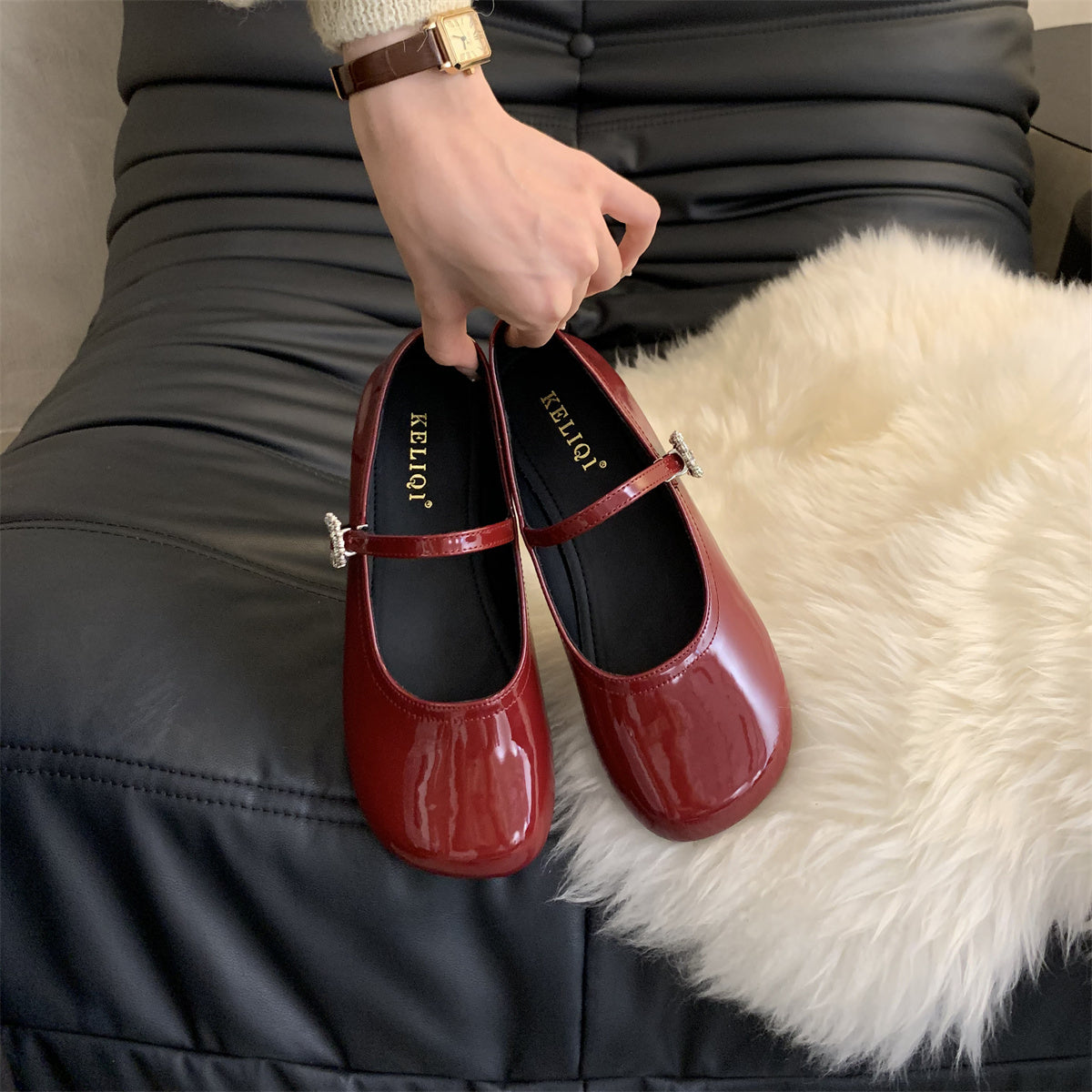 Damen Ballerinas Elegantes Design mit Schmuck