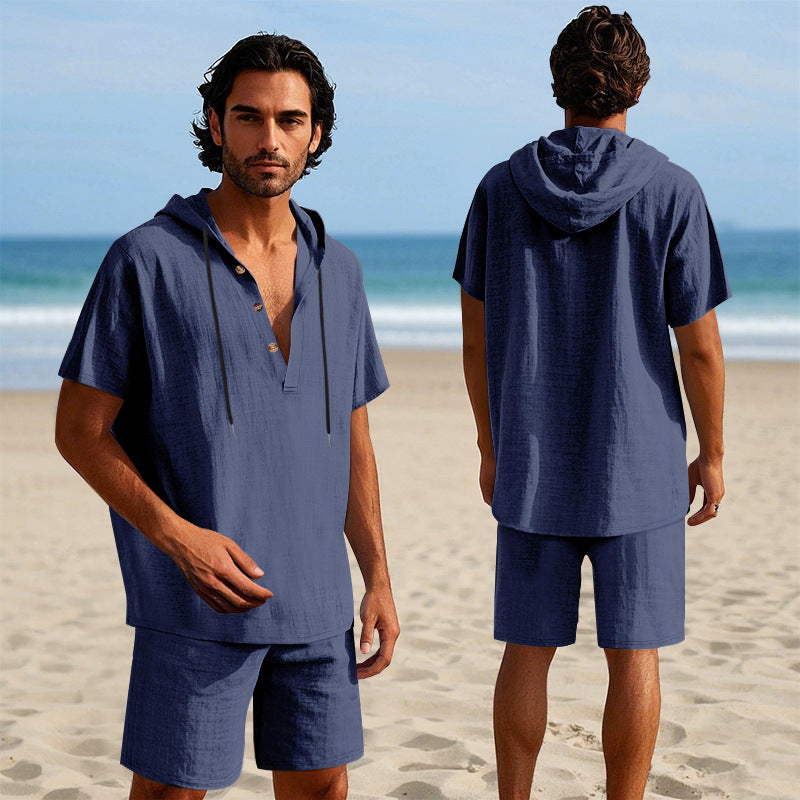 Herren Sportswear Kapuzenhemd Shorts Set Casual