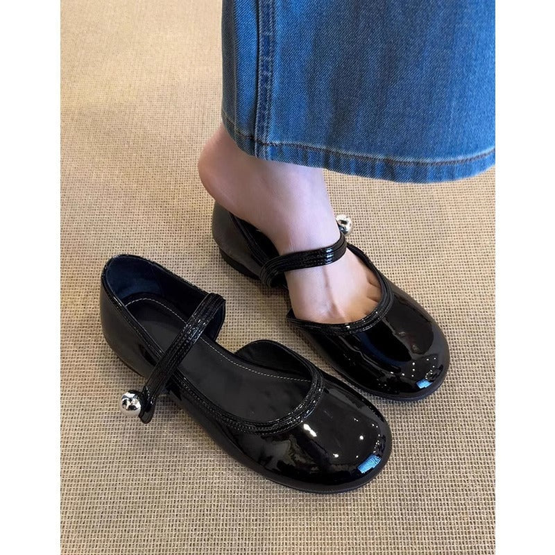 Damen Ballerinas Bequem Schnalle Riemen Schuhe Modern