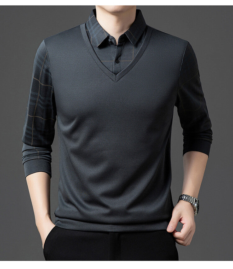 Herren Pullover Eleganter V-Ausschnitt Strukturierte Ärmel