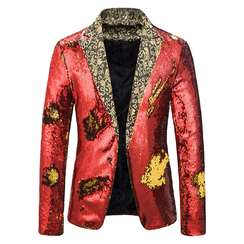 Herren Blazerjacke Glitzer Pailletten Übergröße