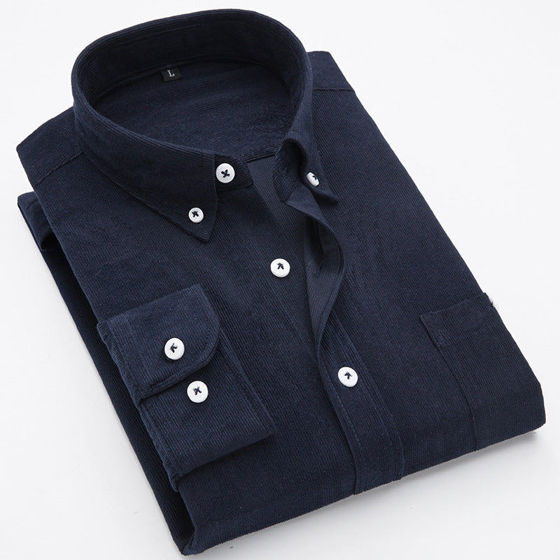 Herren Hemden Cord Button-Down Kragen Brusttasche Casual
