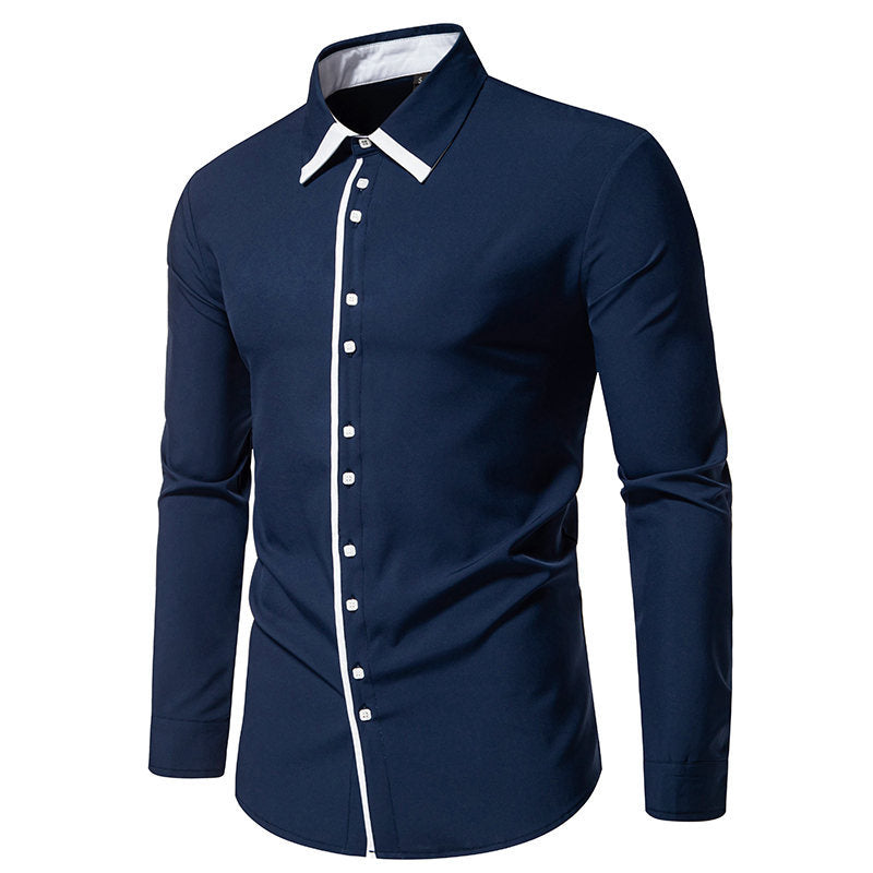 Herren Hemd Modern Kontrastkragen Elegantes Design
