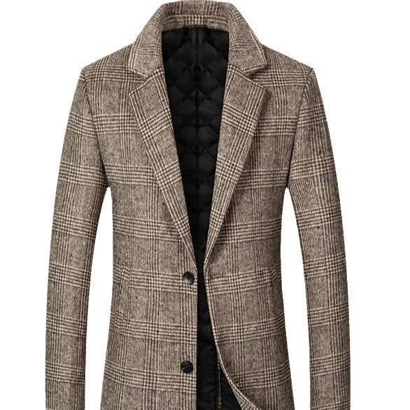 Herren Karomantel Elegant aus Wolle Schwarz