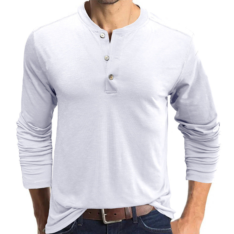 Herren Henley-Shirt Langarm Knopfleiste Modern