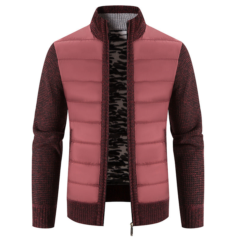 Herren Steppjacke Modern mit Hochkragen und Strickoptik