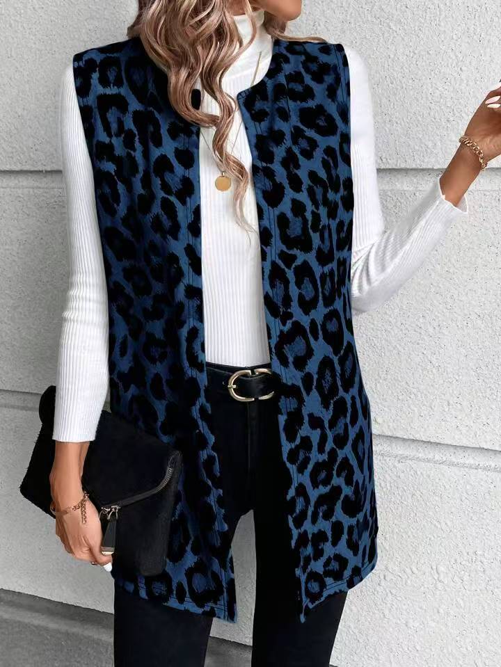 Damen Weste Leopardenmuster Trendig Elegant