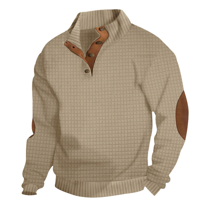 Herren Strickpullover Modern mit Kontrastknöpfen und Struktur