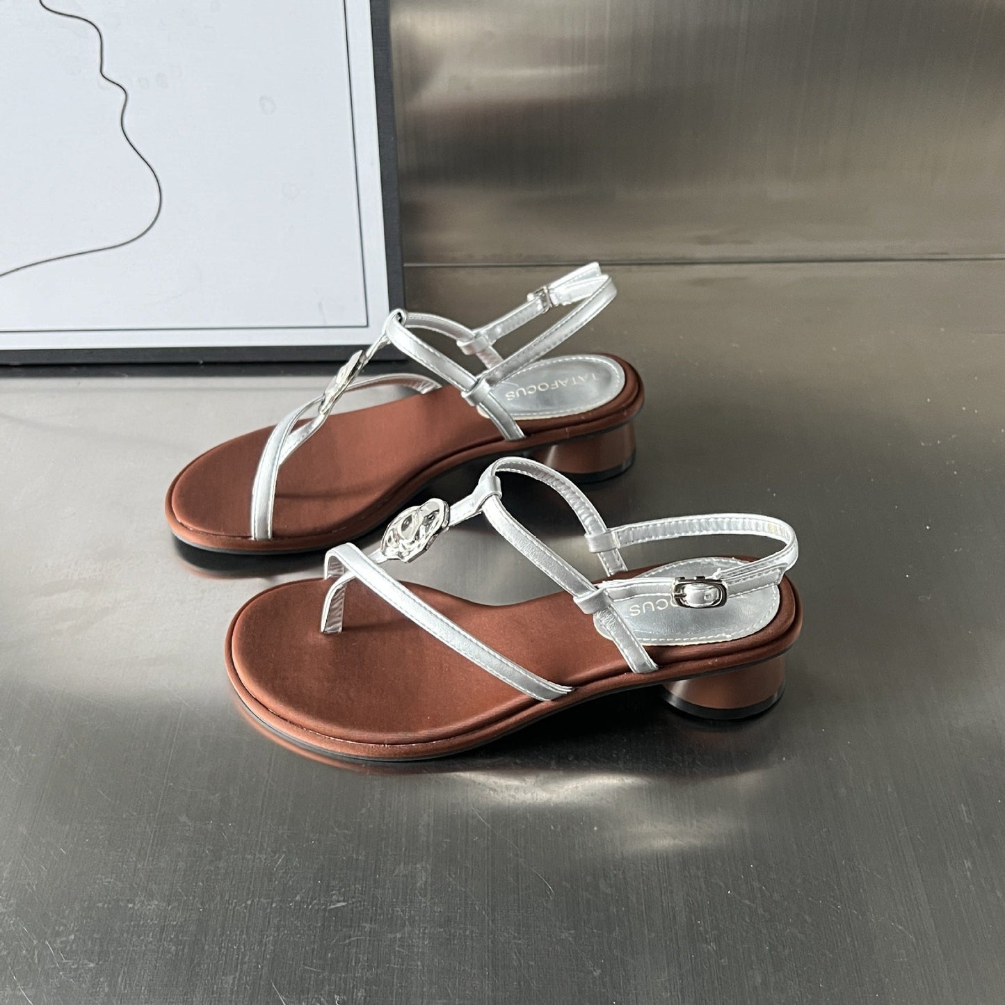 Damen Sandalen Elegante Komfortabsatz Schmuckstein