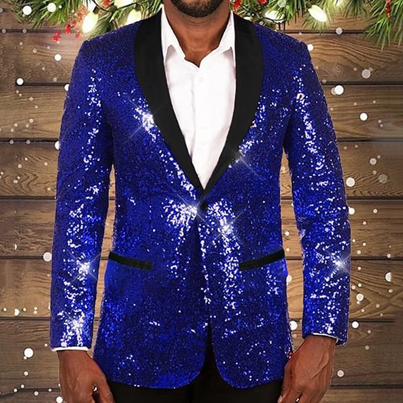 Glitzernder Herren Blazer Schwarzes Revers Glamour Style