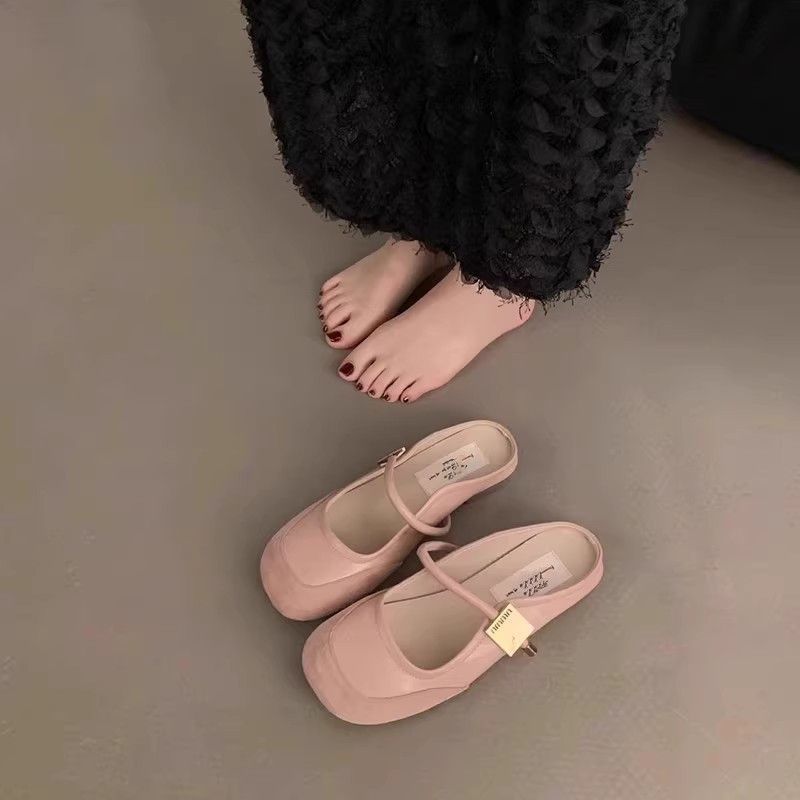 Damen Ballerina Schuhe mit Riemen Schwarz Stilvoll
